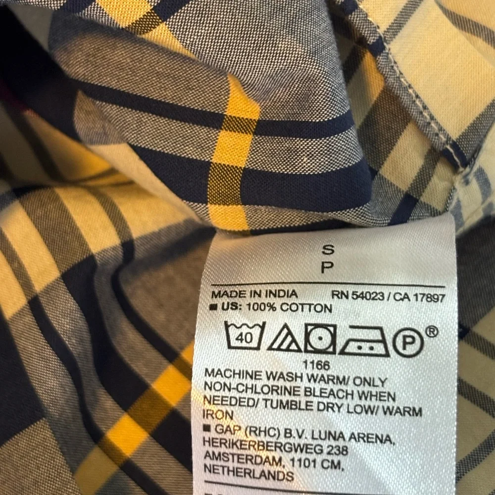 NWT Banana Republic Blue and Yellow Casual Button Down Shirt Sz Small 💯 Cotton